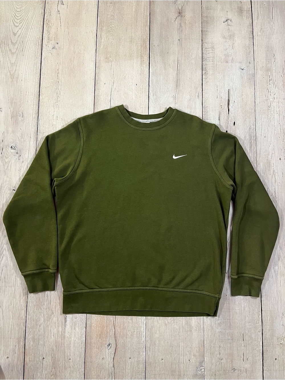 Nike Men’s Sweatshirt Fleece Swoosh Pullover Olive Green Size XL